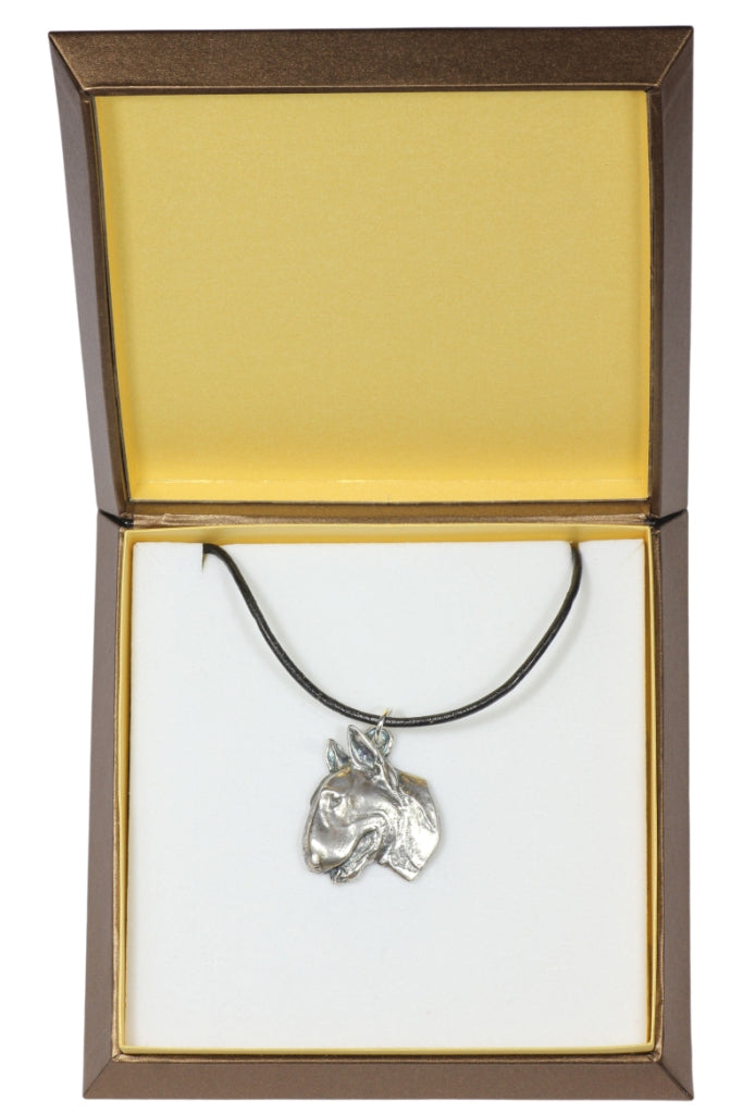 Bull Terrier, Bully II - Dog necklace in gift box, silver-plated locket for dog fan, striking pendant by Art-Dog brand