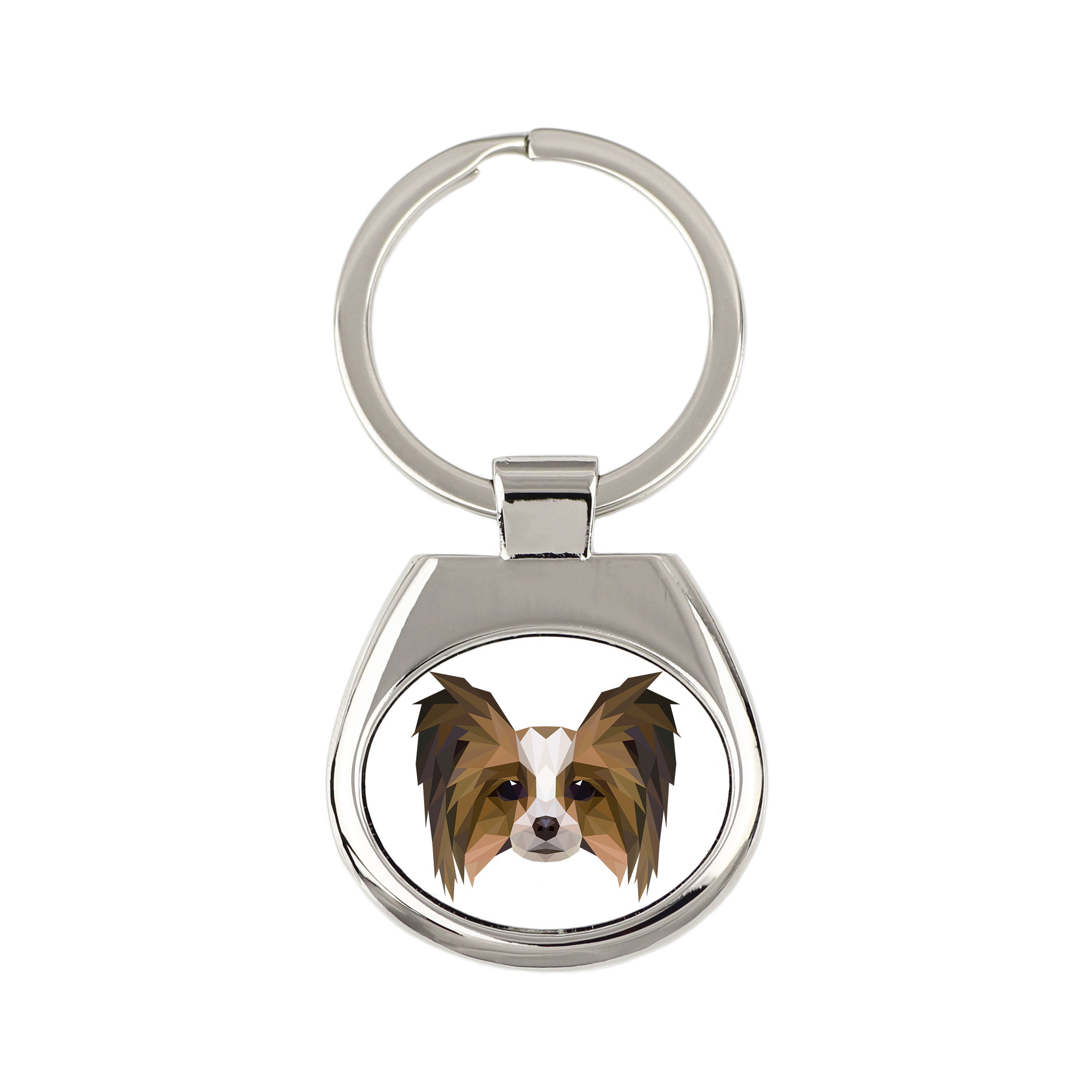 Papillon, Continental Toy Spaniel, Butterfly dog - geometric keychain with a photo and the inscription Art-Dog