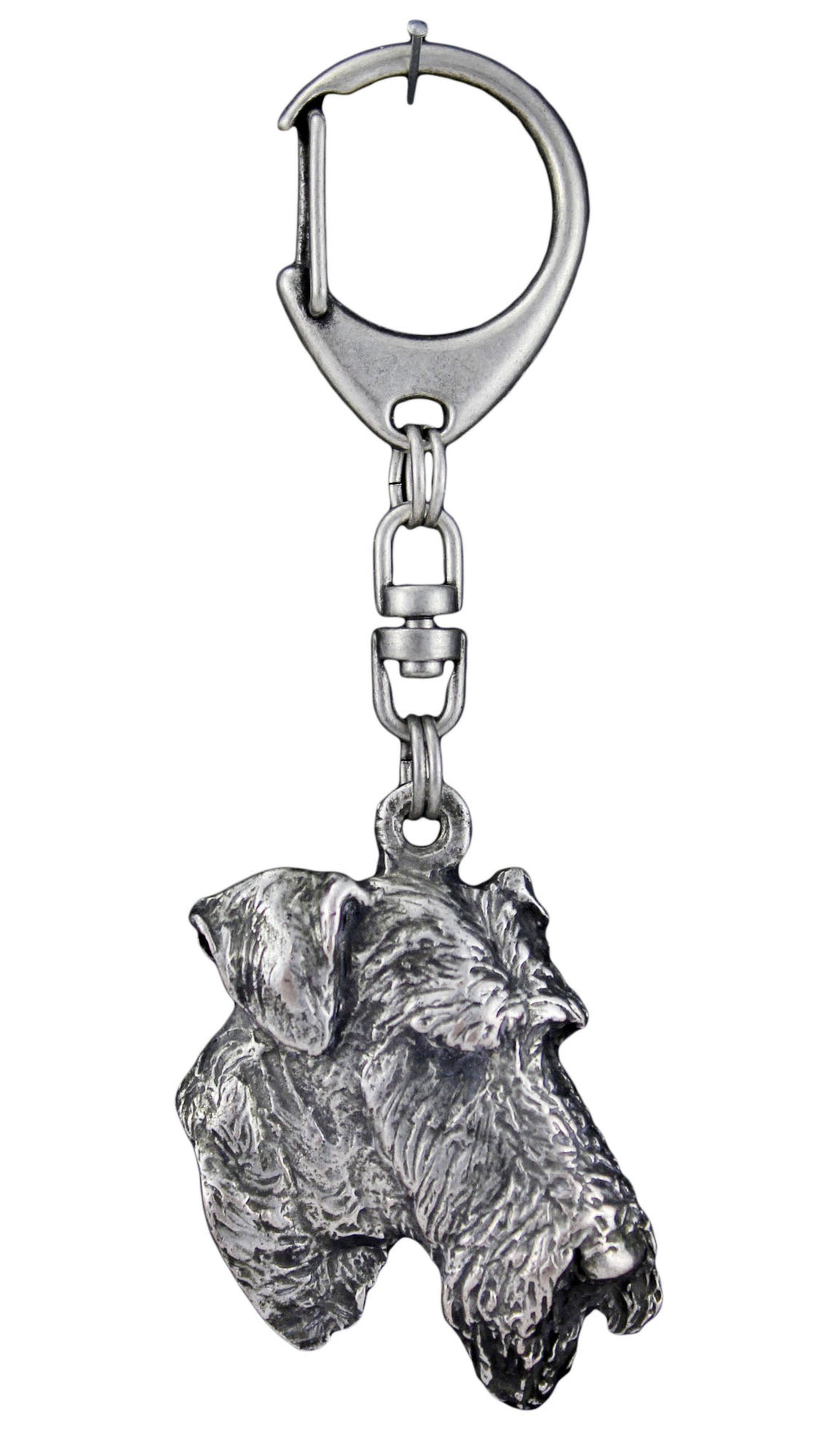 Airedale Terrier, Bingley Terrier - Silver-plated key ring with dog, handbag decoration, backpack pendant by Art-Dog brand