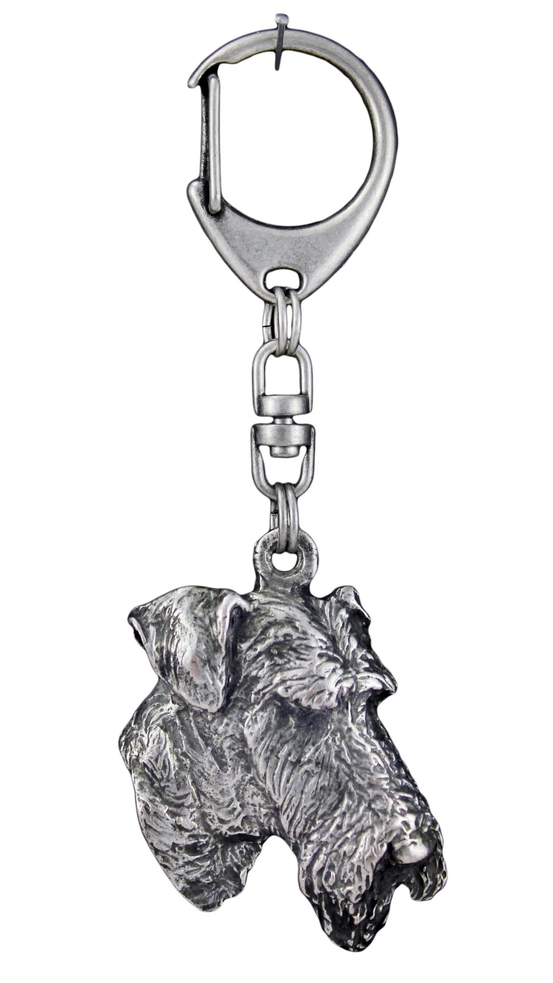 Airedale Terrier, Bingley Terrier - Silver-plated key ring with dog, handbag decoration, backpack pendant by Art-Dog brand