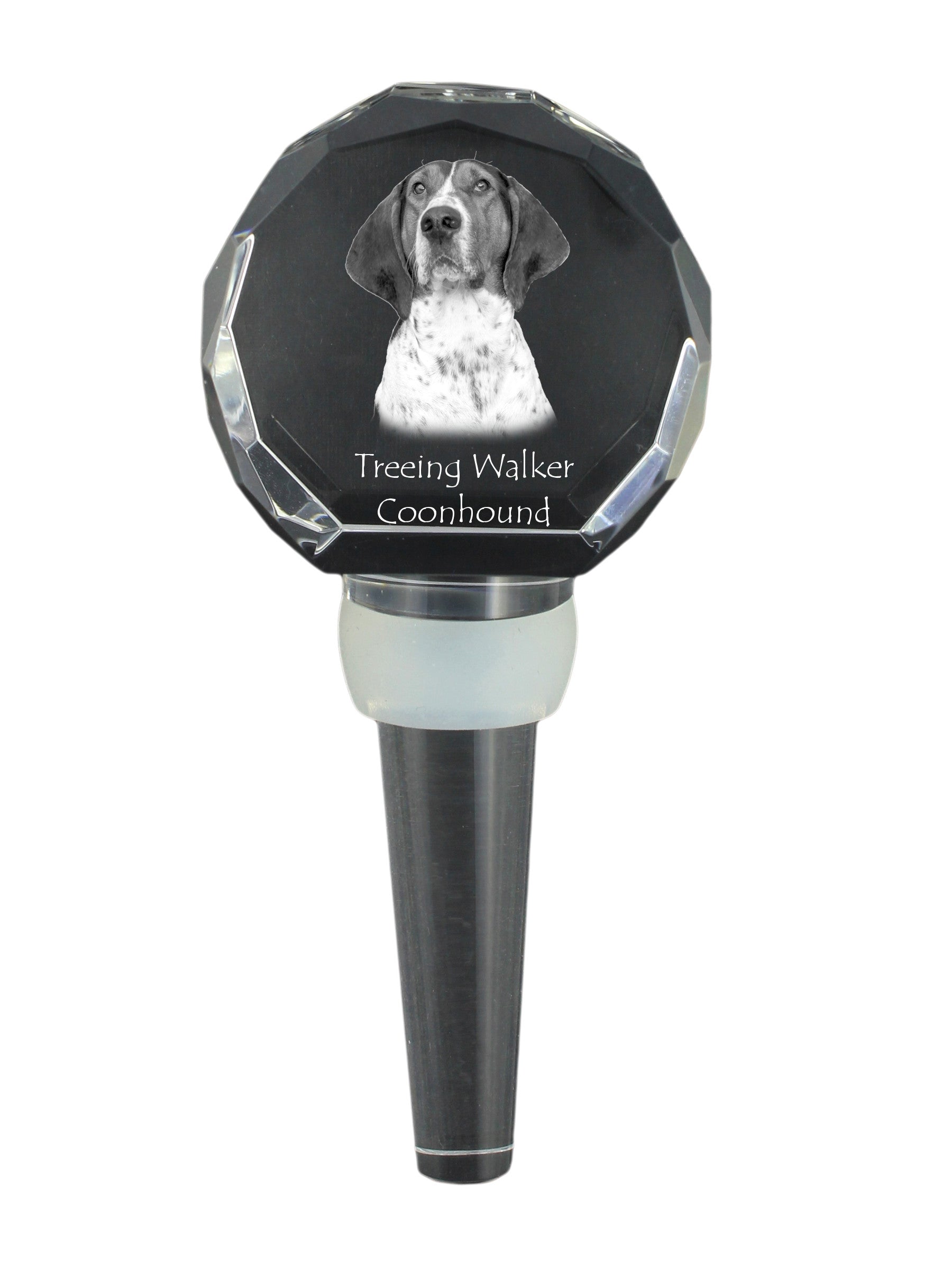 Treeing Walker Coonhound - Crystal bottle stopper, unique wine stopper with photo, personalised gift for sommelier by Art-Dog brand