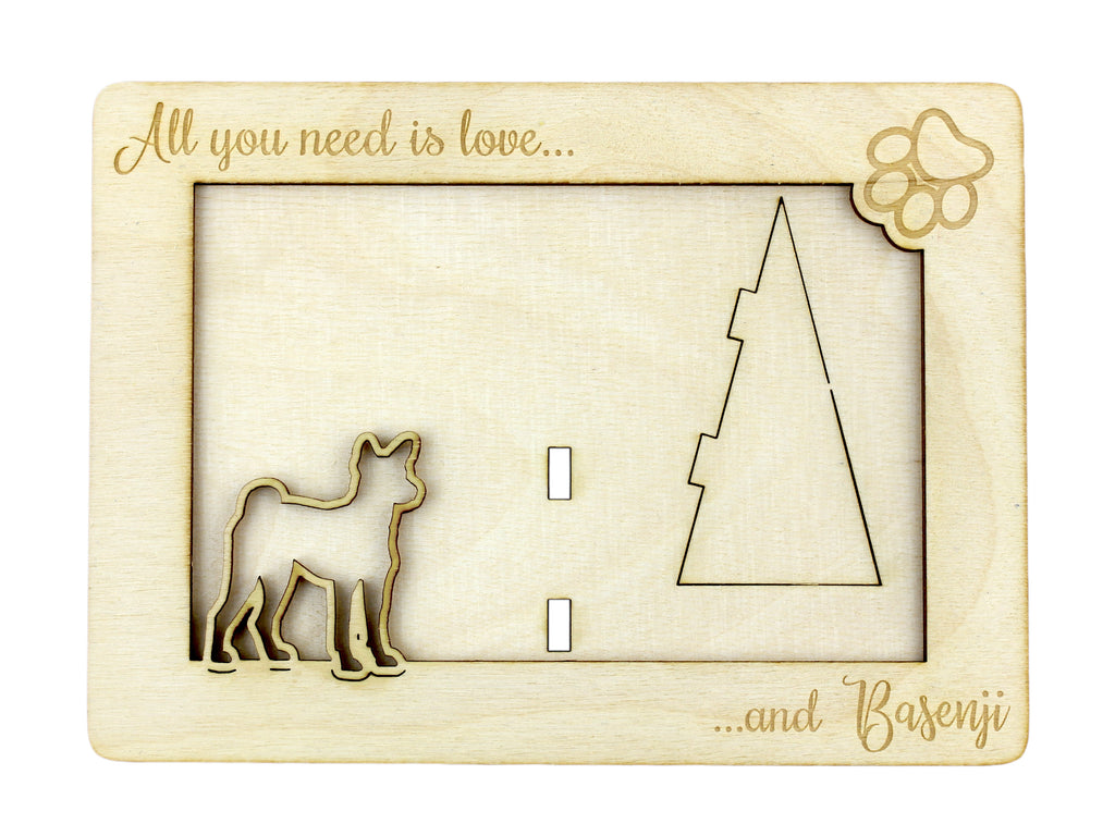 Basenji, African bush dog, Congo dog - Photo frame, engraved wooden frame, a lovely gadget for the dog lover by Art-Dog