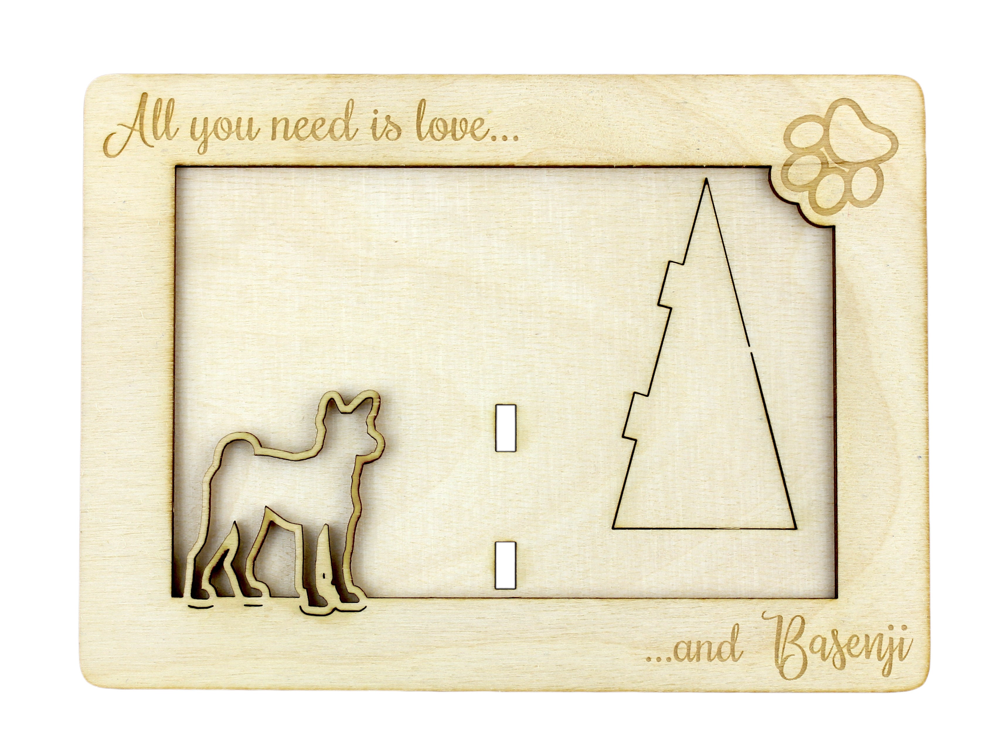Basenji, African bush dog, Congo dog - Photo frame, engraved wooden frame, a lovely gadget for the dog lover by Art-Dog