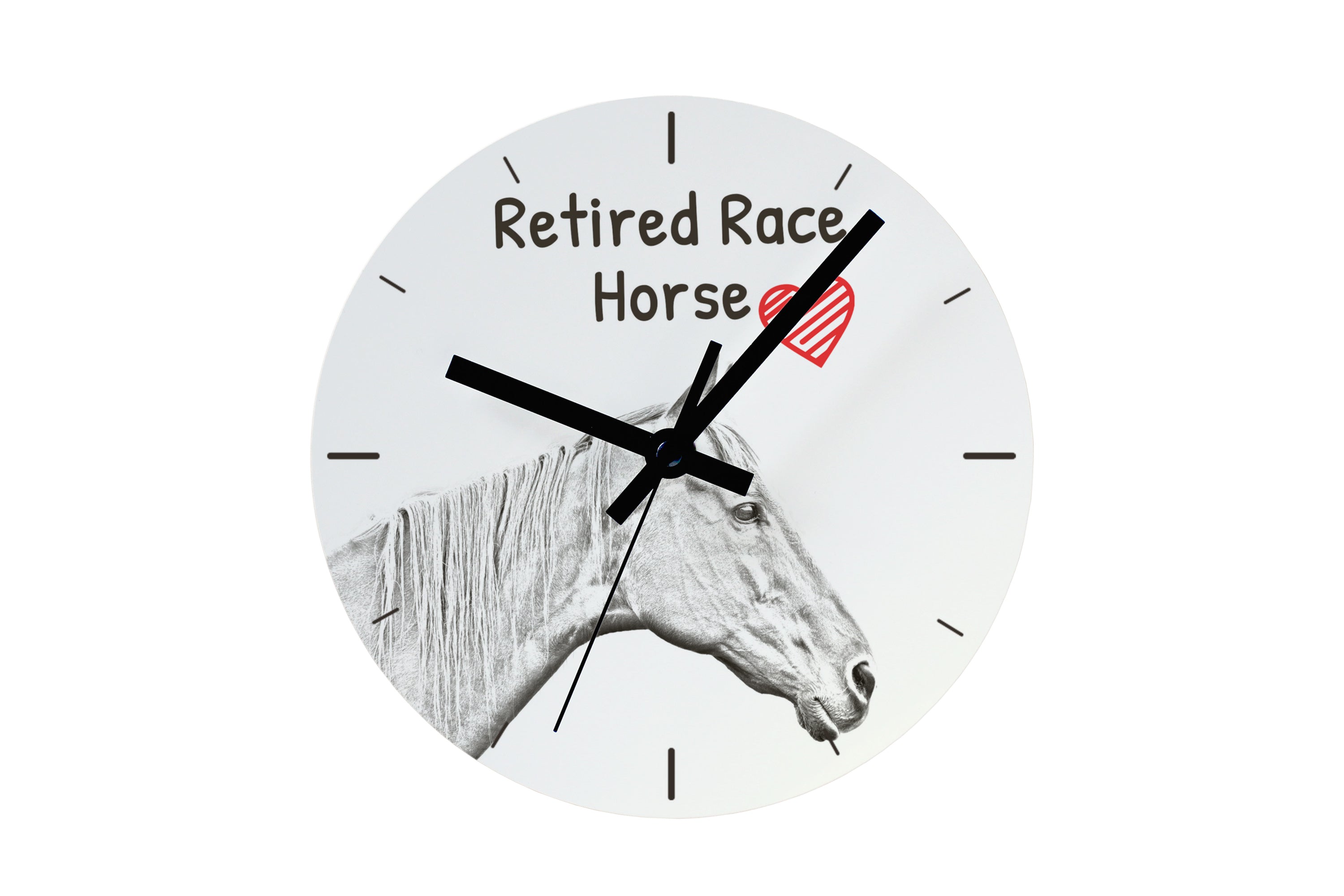 Retired Race Horse - wall clock with a horse, shelf clock with a print, personalized home decoration from the Art-Dog brand