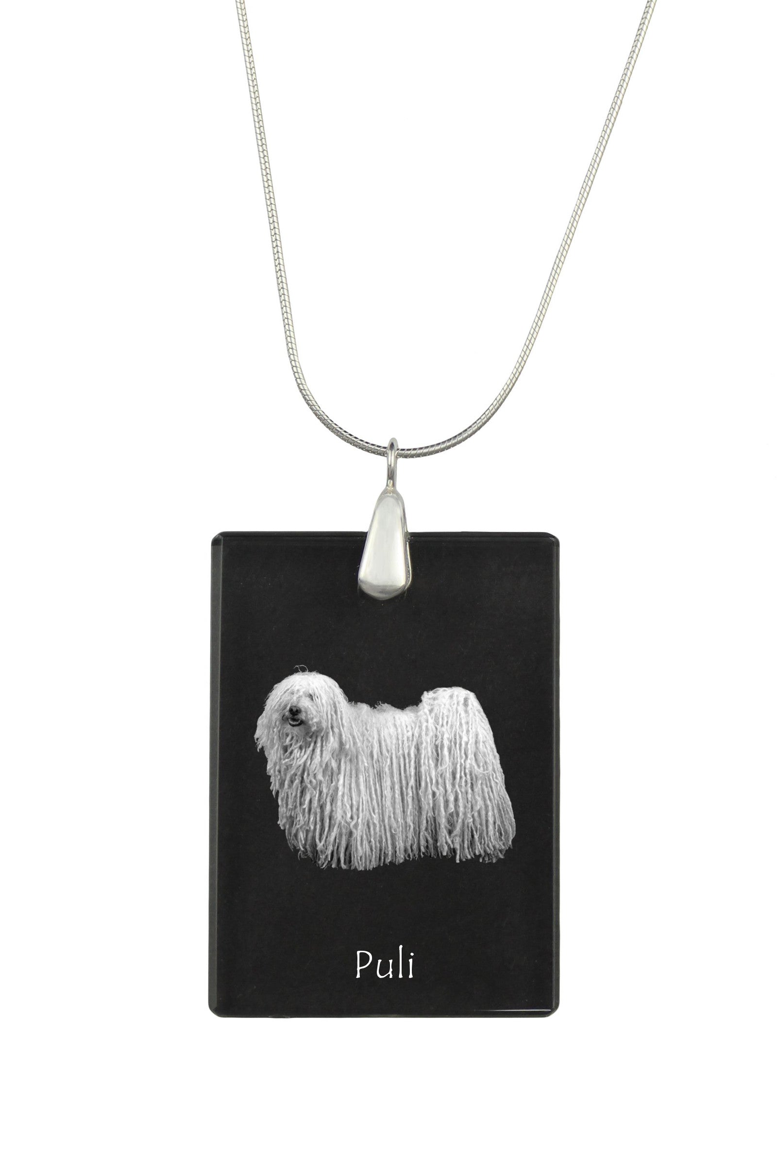 Puli, Hungarian Water Dog - Crystal pendant with dog, silver necklace with photo, personalised pendant by Art-Dog brand