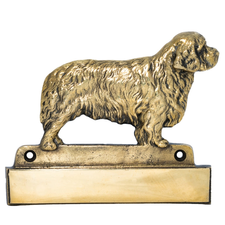 Clumber Spaniel - address plaque with a dog, brass nameplate, personalized door sign with the brand name Art-Dog