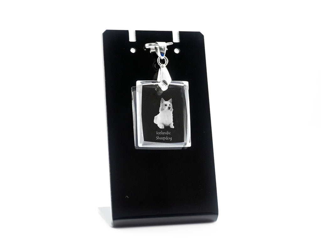Icelandic Sheepdog, Icelandic Spitz, Iceland Dog - Crystal dog pendant, photo necklace, unique jewellery by Art-Dog