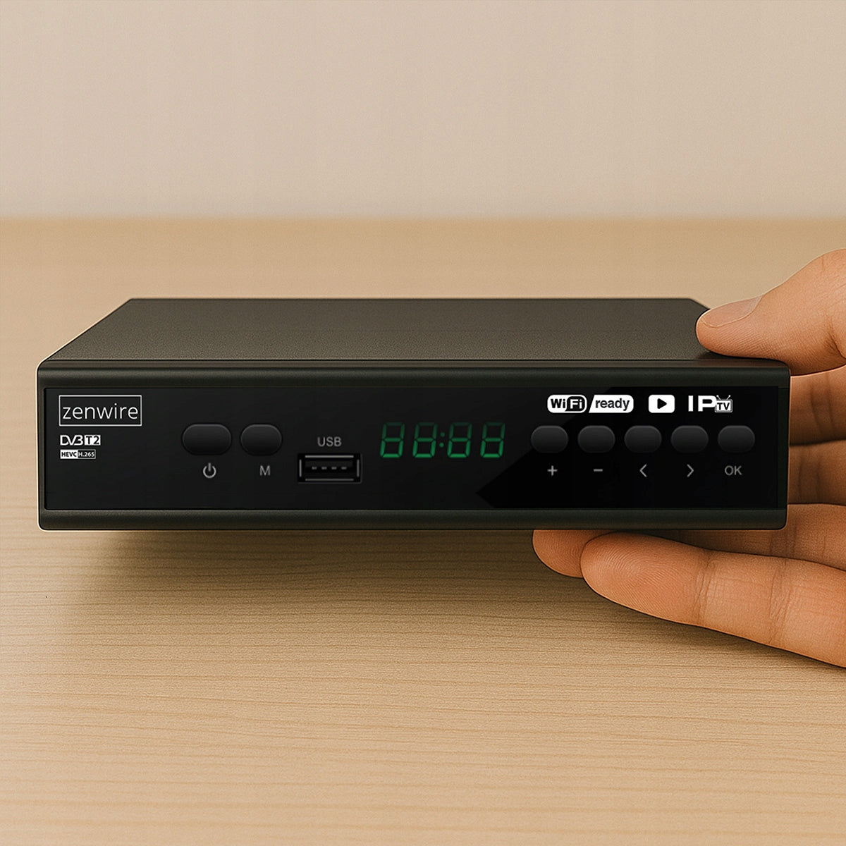 Récepteur satellite DVB-T2 HEVC H.265 Full HD pour la télévision terrestre avec port USB, Zenwire DVB-T2 001