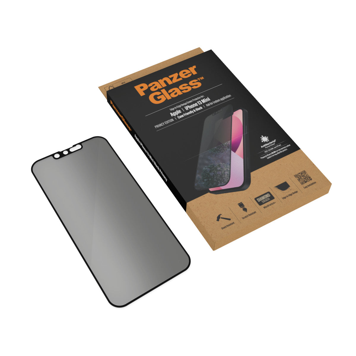 PanzerGlass Protection d'Écran de Confidentialité pour iPhone 13 Mini, Protection Bord à Bord, Transparent