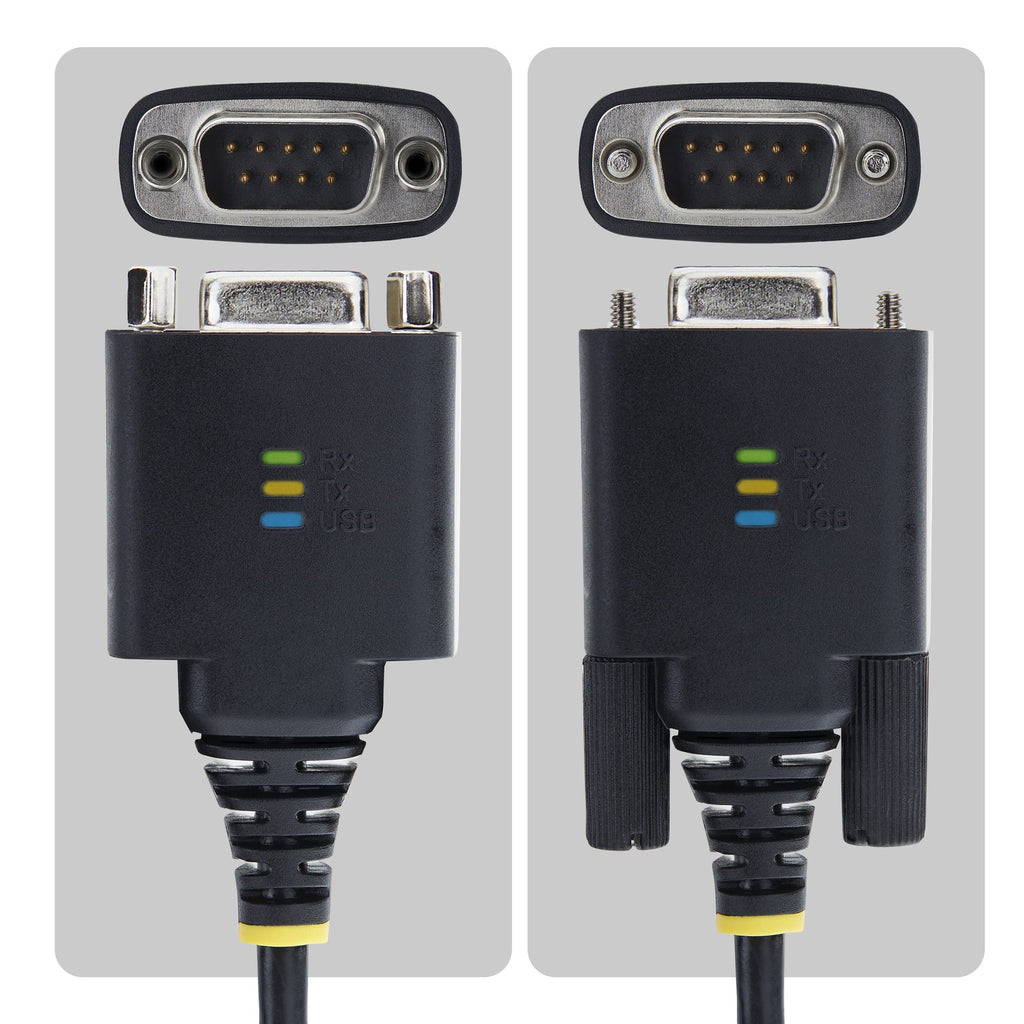 StarTech.com Câble Adaptateur USB-C vers Série de 2 m, Rétention COM, Puce FTDI, Type-C vers DB9 RS232 Mâle, Voyants d'É