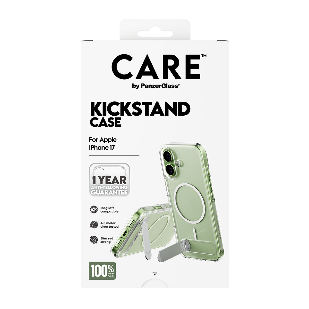 PanzerGlass CARE™ by ® Kickstand Case Transparent w. MagSafe iPhone 17 coque de protection pour téléphones portables Housse