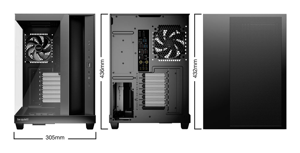 be quiet! Light Base 500 Noir | Boîtier PC vitré, Mini ITX / Micro ATX / ATX, 4 ventilateurs Pure Wings 3 120 mm