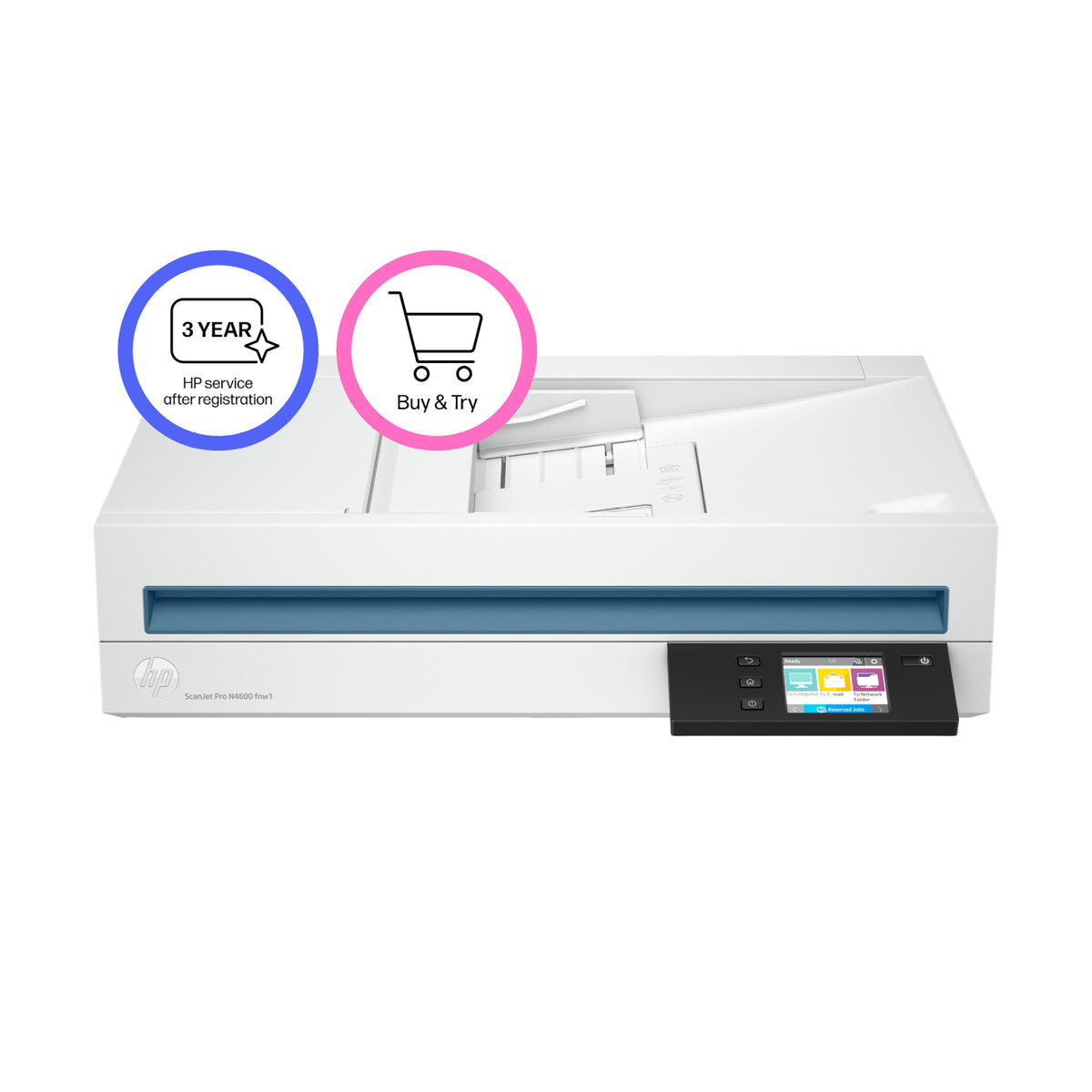 HP ScanJet Pro N4600 fnw1 Scanner à plat A4 avec chargeur automatique, 40 ppm/80 ipm, 1200 x 1200 DPI