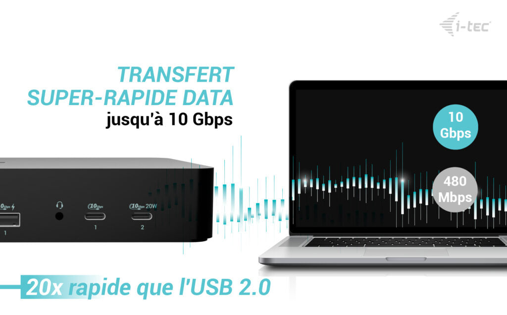 i-tec Station d'accueil Universelle Intelligent Dual Display Power Delivery 100W