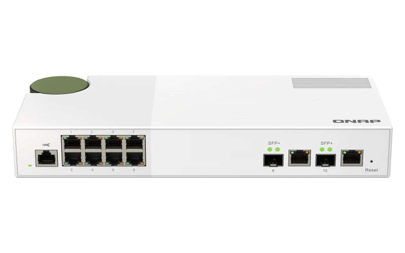 QNAP QSW-M2108-2C Commutateur Réseau Géré L2 2.5G Ethernet, 2 ports combo 10GbE SFP+/RJ45, 8 ports 2.5GbE, Gris et Blanc