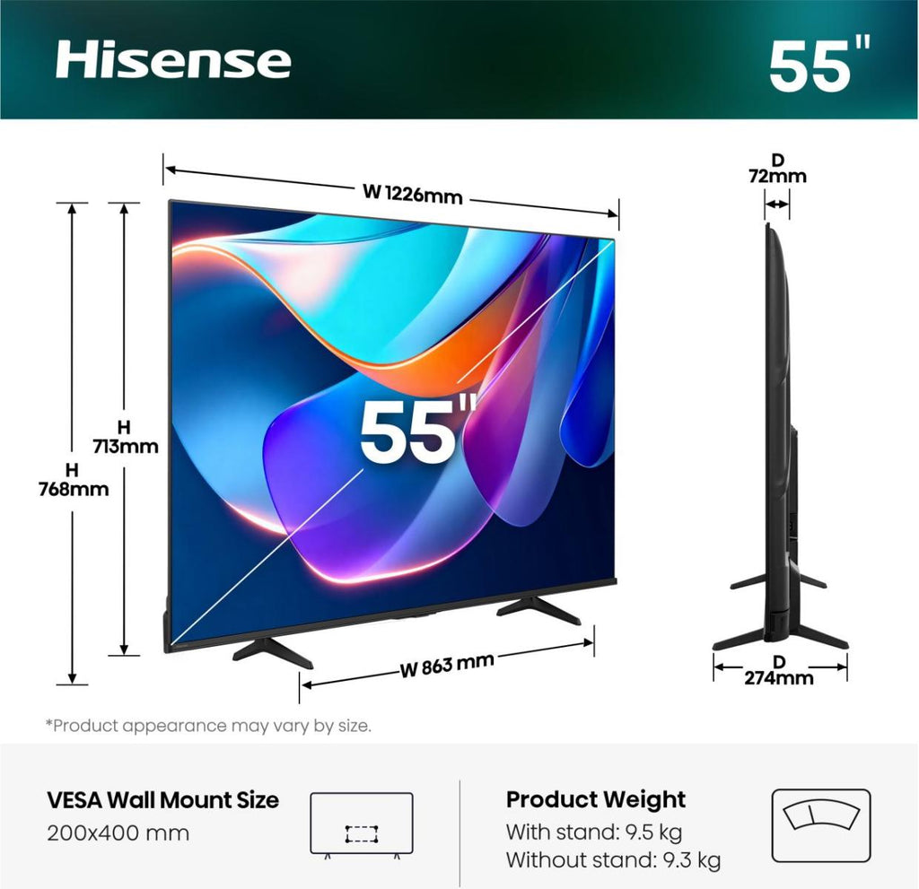 Hisense 55A6S 139,7 cm (55") 4K Ultra HD Smart TV Wifi Noir
