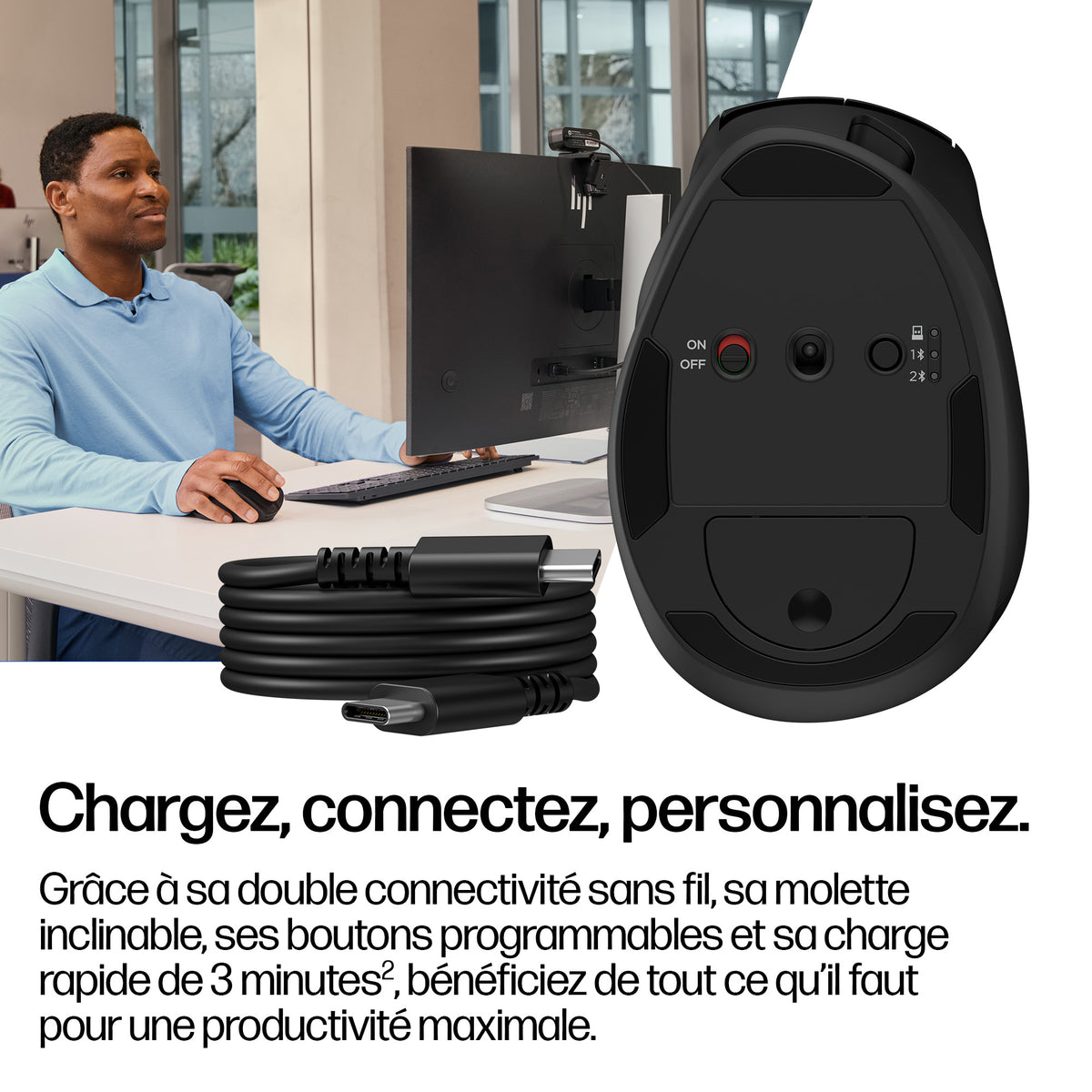 HP Souris ergonomique inclinable 725M