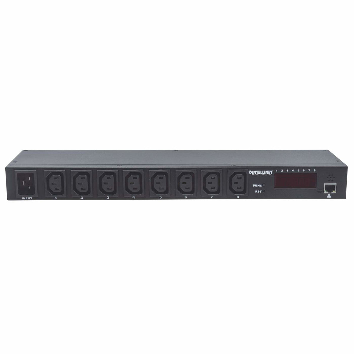 Intellinet PDU Intelligent 19" Rackable C13, Surveillance Puissance, Température et Humidité, 8 Prises, Noir