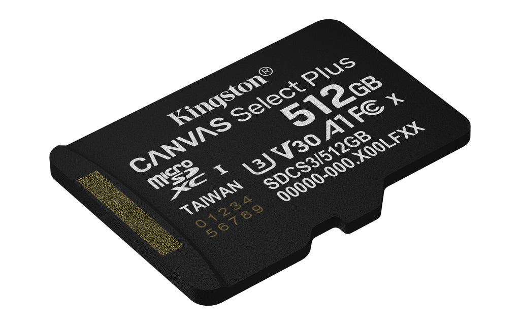 Kingston Technology 512GB micSDXC Canvas Select Plus Gen3 150R A1 (Adaptateur SD non inclus)