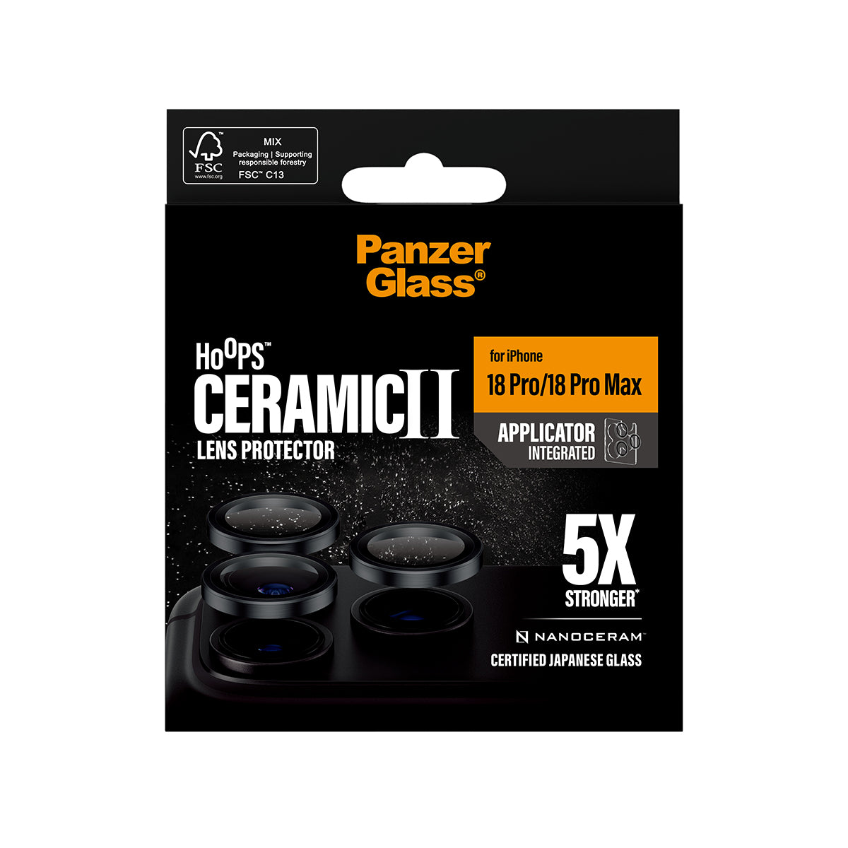 PanzerGlass ® Hoops® Ceramic Camera Lens Protector iPhone 2026 Pro | 2026 Pro Max Protection d'écran transparent 1 pièce