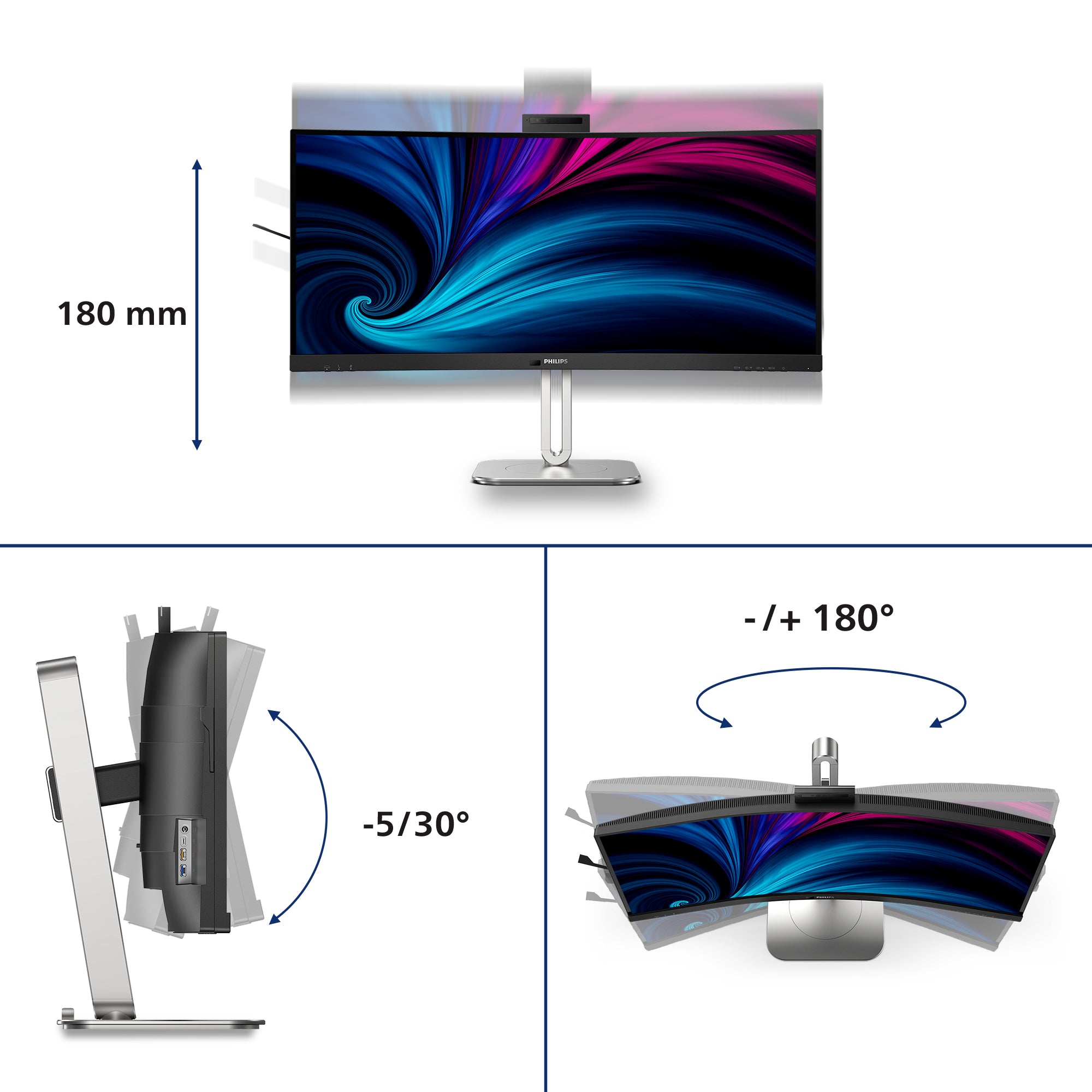 Philips 6000 series 34B2U6603CH/00 écran plat de PC 86,4 cm (34") 3440 x 1440 pixels Wide Quad HD LCD Gris