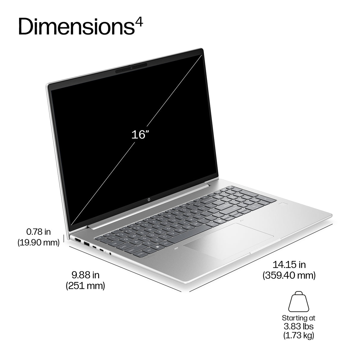 HP ProBook 4 G2a 16 AI AMD Ryzen 7 250 16inch WUXGA AG LED UWVA UMA Webcam 32GB LPDDR5X 512GB SSD be+BT 3C Batt FPS W11P
