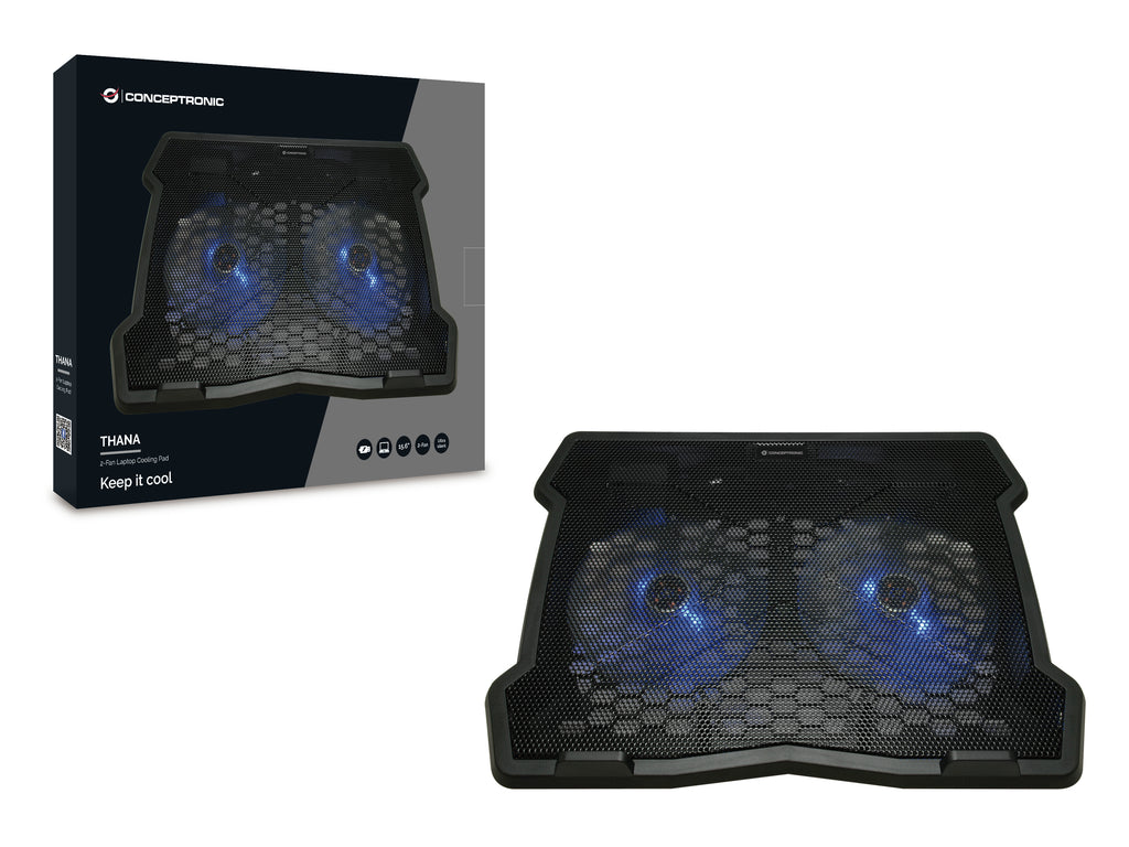 Conceptronic THANA06B Système de Refroidissement pour Ordinateurs Portables 15.6" (39,6 cm), Noir