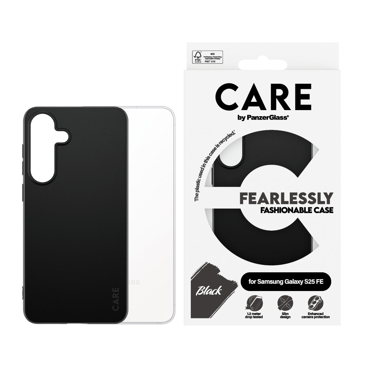 PanzerGlass CARE™ by ® TPU Case Black Samsung Galaxy S25 FE 5G coque de protection pour téléphones portables Housse Noir