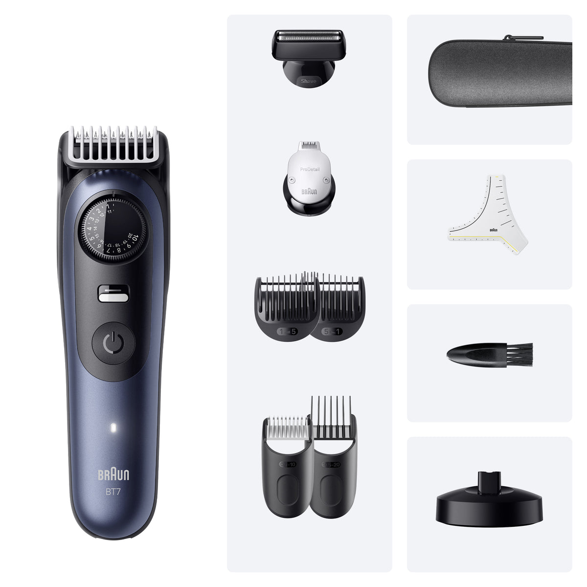 Braun BeardTrimmer 7 80789809 tondeuse à barbe AC/Batterie 40 2 cm Mouillé & sec Bleu foncé