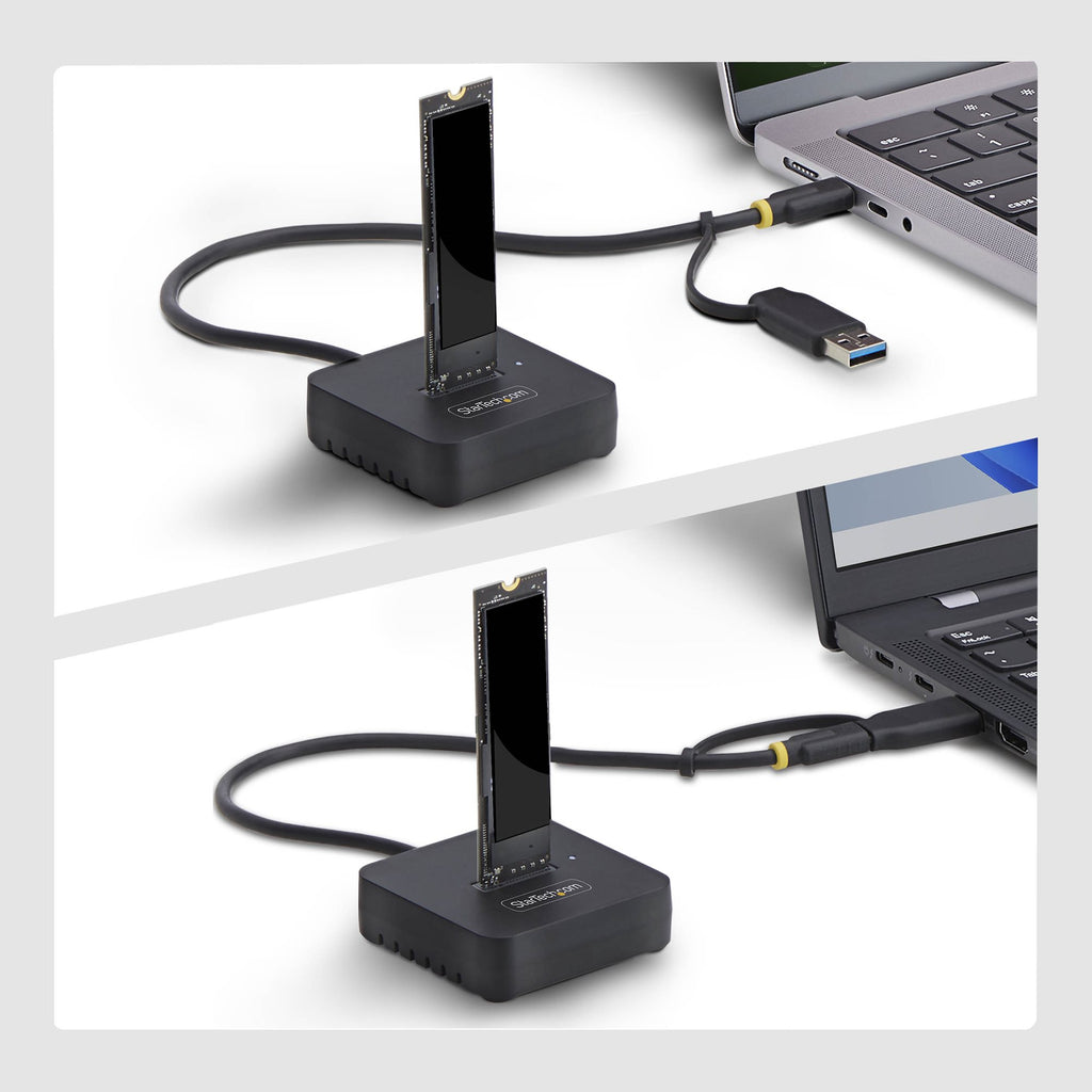 StarTech.com Adaptateur Dock USB-C/USB-A vers M.2 NVMe, 10 Gbps, Lecteur SSD Externe Sans Outil, B+M/M-Key