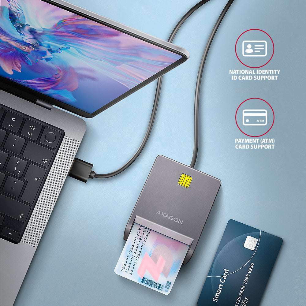 Axagon CRE-SM3T USB Smart card Flat lecteur de cartes à puce Intérieure USB 2.0 Noir - vue 3