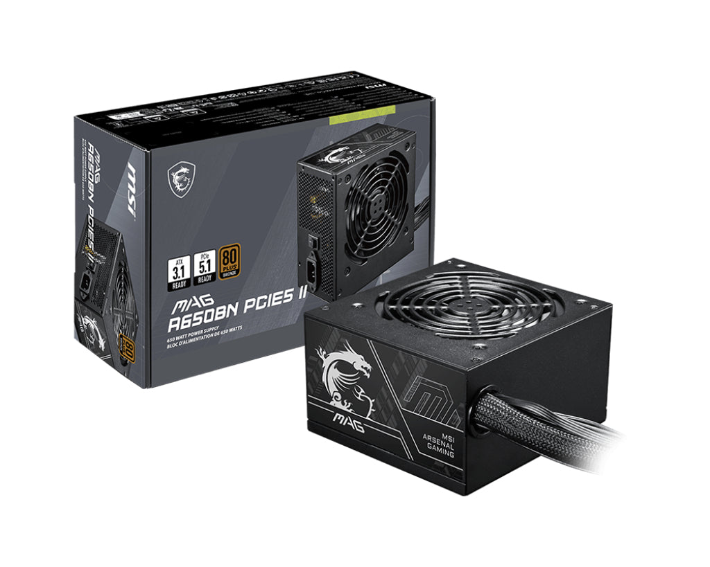 MSI MAG A650BN PCIE5 II unité d'alimentation d'énergie 650 W 20+4 pin ATX ATX Noir
