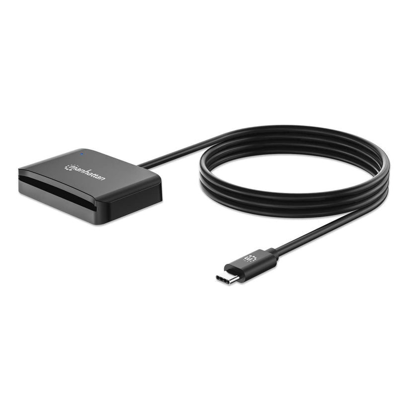 Manhattan Lecteur de Cartes à Puce à Contact USB-C avec Emplacement microSD, Noir