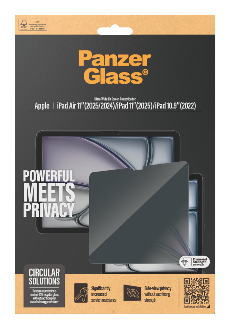 PanzerGlass Protection d'écran de Confidentialité 2-Way pour iPad Air 11'' (2024-2025), iPad 11'' (2025) et iPad 10.9'' 