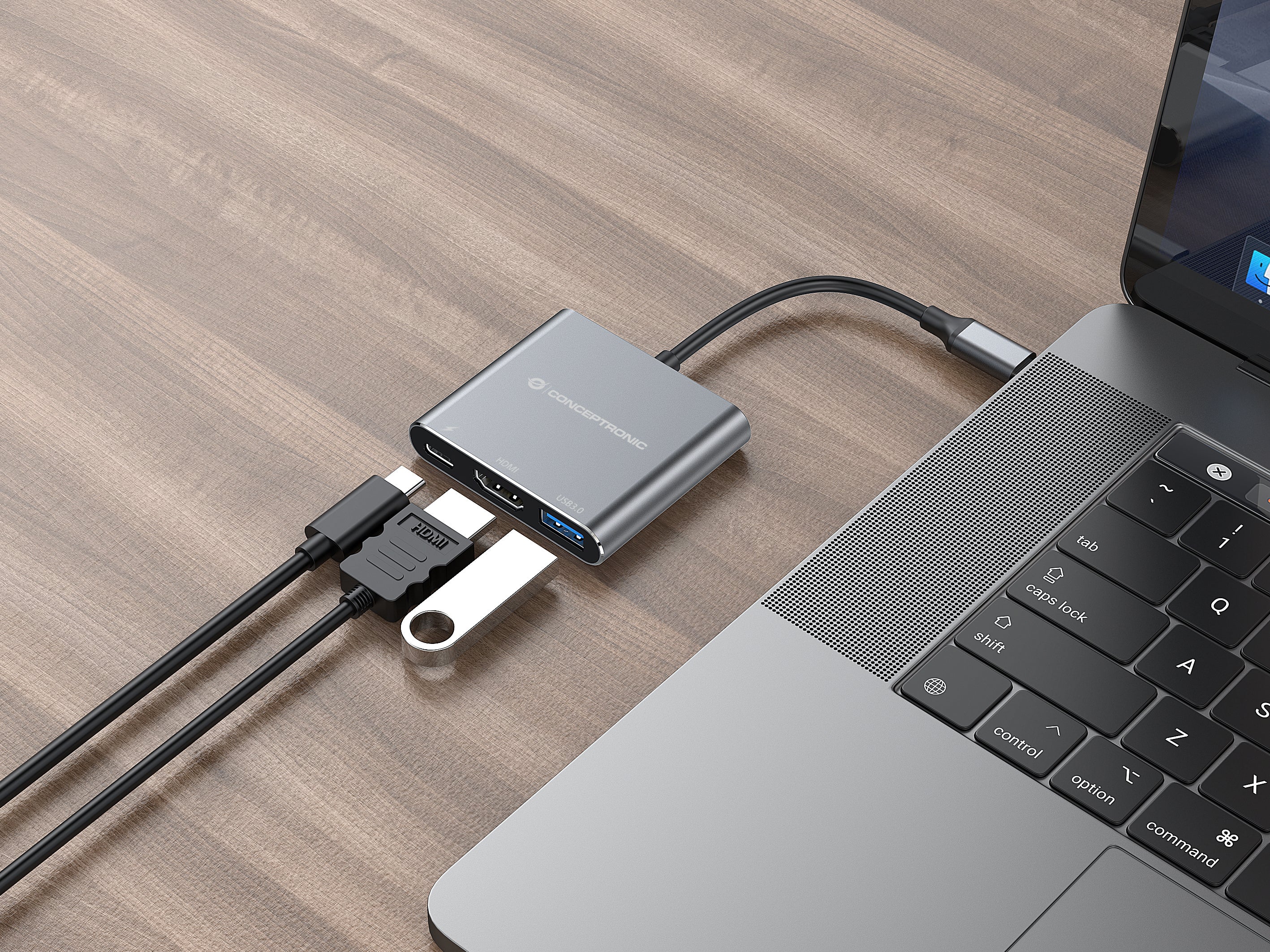 Conceptronic DONN18G station d'accueil Avec fil USB 3.2 Gen 1 (3.1 Gen 1) Type-C Gris