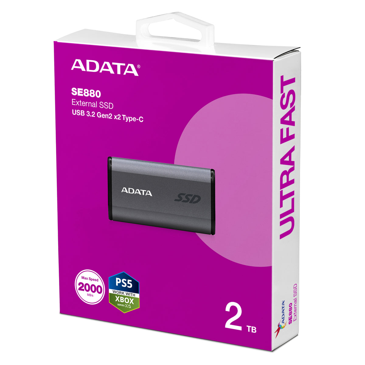 ADATA SE880 SSD Portable 2 To USB Type-C 3.2 Gen 2, Gris