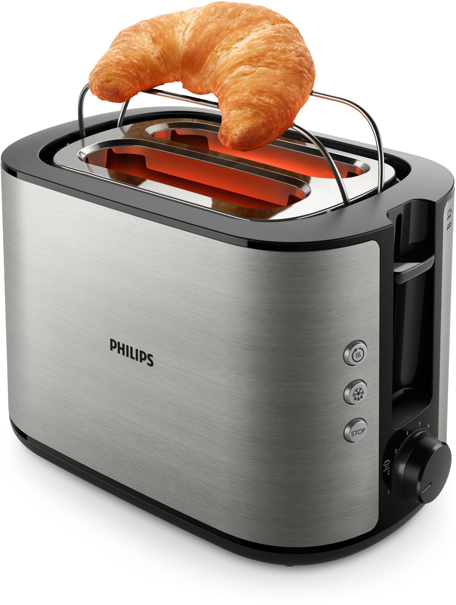Philips Viva Collection HD2650/90 Grille-pain – 2 tranches, fente large, métal