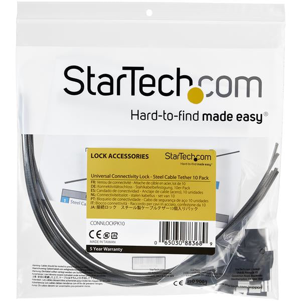StarTech.com Câbles d'attache de sécurité en acier réglables - Pack de 10