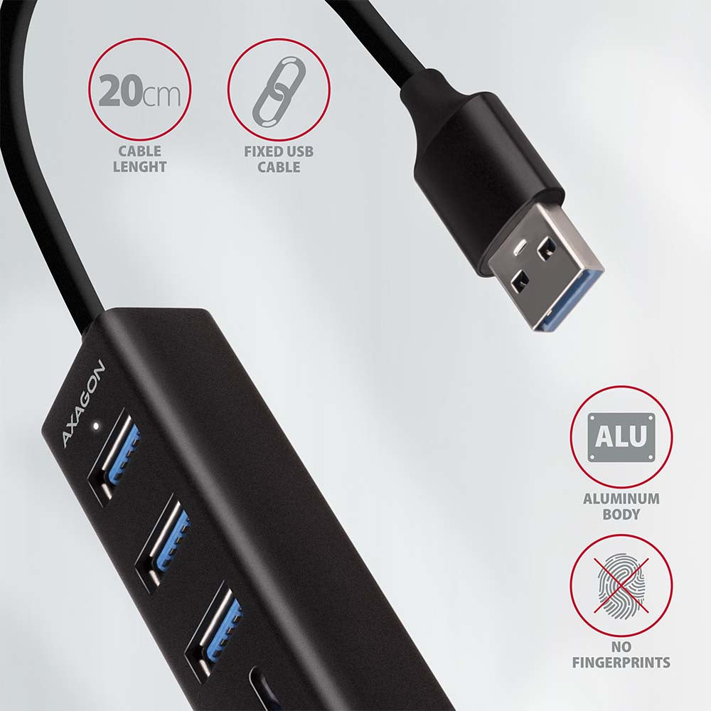 Axagon HMA-CR3A station d'accueil Avec fil USB 3.2 Gen 1 (3.1 Gen 1) Type-A Noir - vue 5
