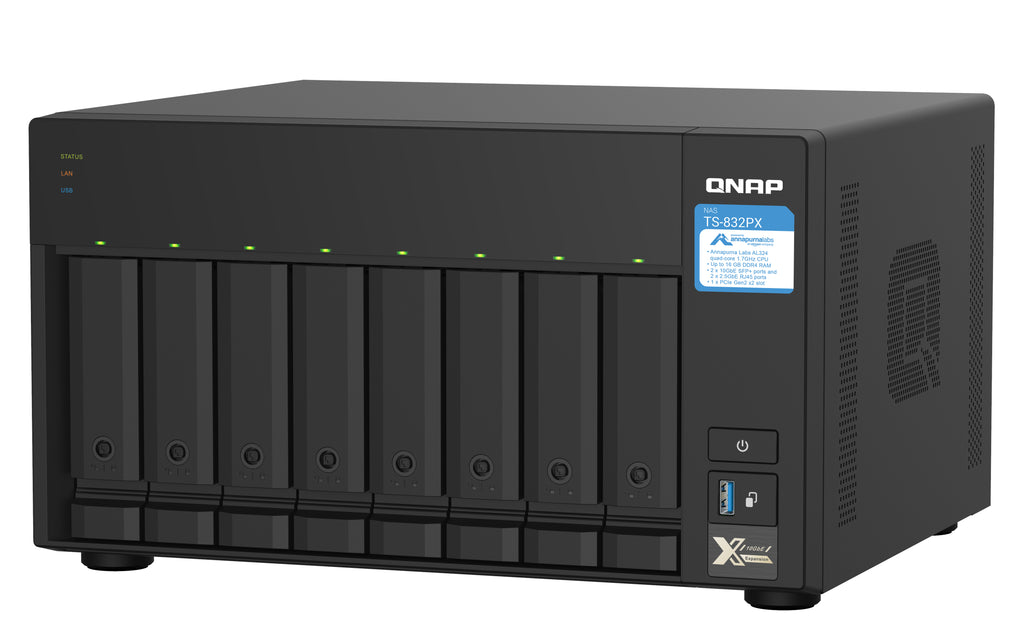 QNAP TS-832PX NAS Tower Annapurna Labs AL324 4 Go DDR4, Aluminium Noir