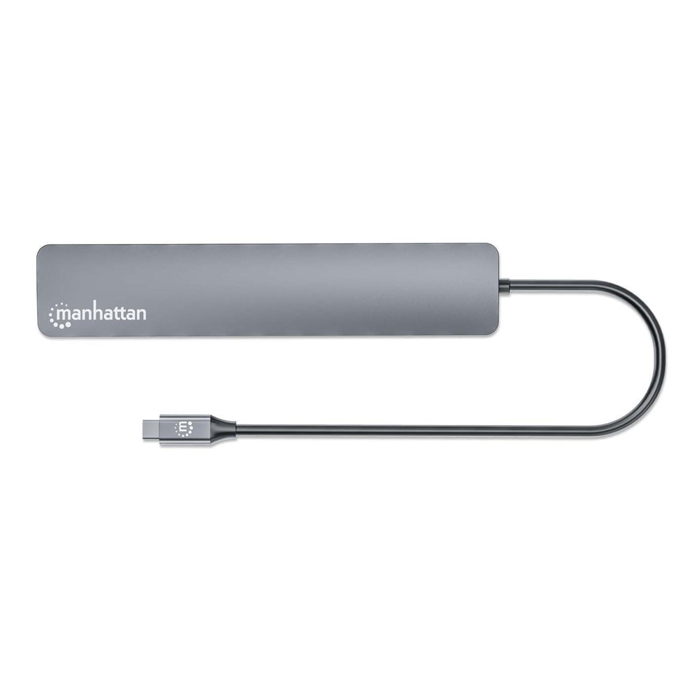 Manhattan Dock/hub USB-C, 7 ports : 3x USB-A + 4x USB-C, Pavec Power Delivery (PD) 100 W - nécessite un chargeur USB-C externe (non inclus). Alimenté par USB (aucune alimentation externe requise) lorsque le PD n’est pas utilisé, aluminium - vue 8