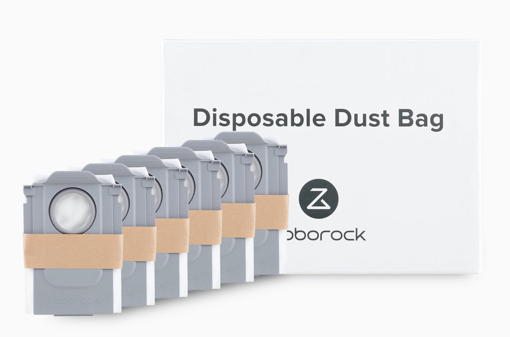 Sacs à Poussière pour Aspirateur Robot Roborock RRDE-CDYCX0-QREVO-06, Gris, Lot de 6