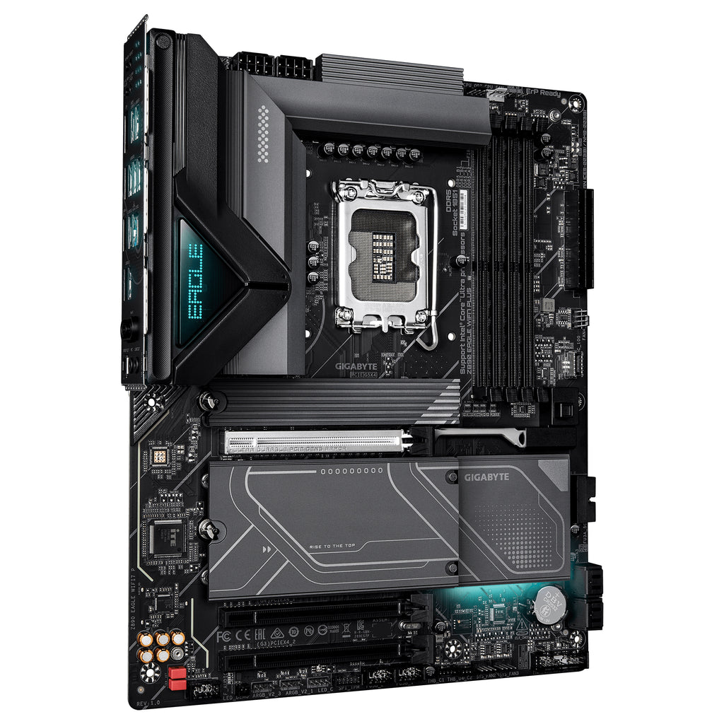 GIGABYTE Z890 EAGLE WIFI7 PLUS Carte Mère – Compatible avec les processeurs Intel Core Ultra (Série 2), VRM 14+1+2 phases, jusqu’à 9466 MHz DDR5 (OC), 1x PCIe 5.0 + 3x PCIe 4.0, Wi-Fi 7, LAN 2.5 GbE, USB 4