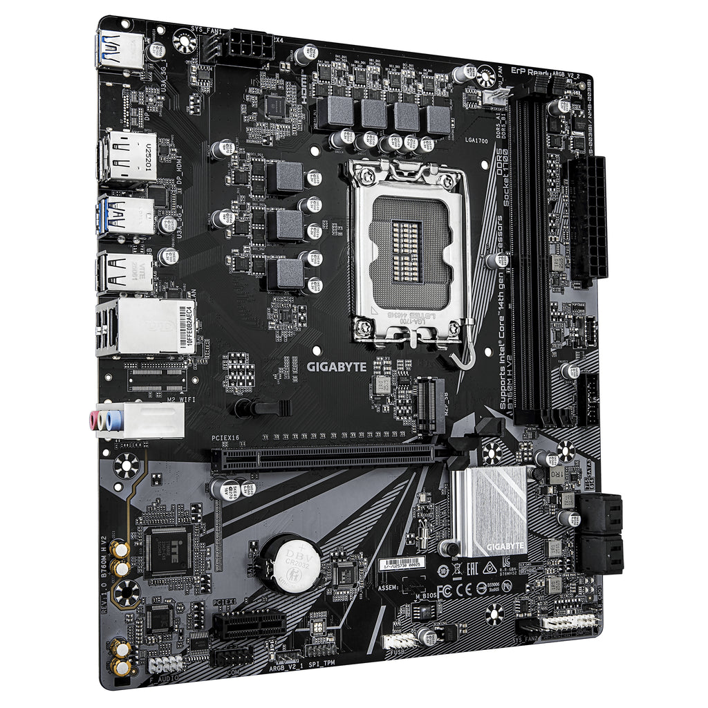 GIGABYTE B760M H V2 Carte Mère - Prend en charge les processeurs Intel Core 14e génération, VRM numérique 5+1+1 phases, 