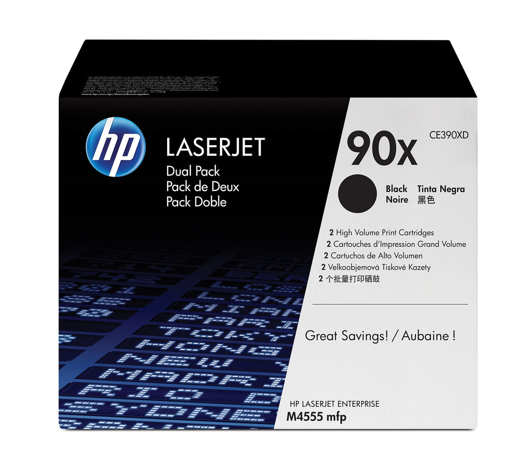 HP 90X Pack de 2 Toners LaserJet Noir Grande Capacité Authentiques