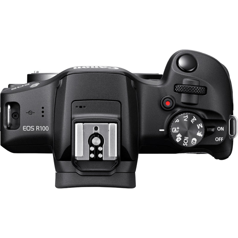 Canon EOS R100 avec Objectifs RF-S 18-45mm F4.5-6.3 IS STM et RF 75-300mm F4-5.6, MILC 24,1 MP CMOS, Noir
