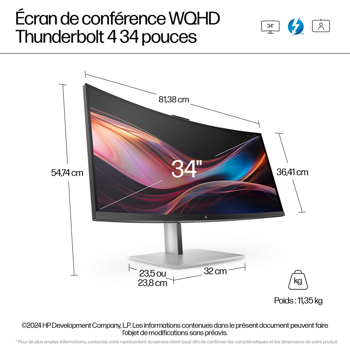 HP Series 7 Pro Écran de conférence WQHD 34 pouces - 734pm Sans PVC - vue 4
