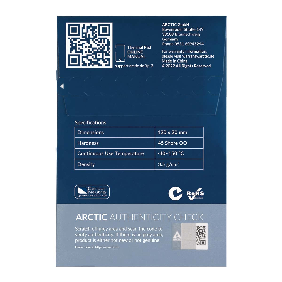 ARCTIC TP-3 combiné de dissipateurs thermiques Pad thermique