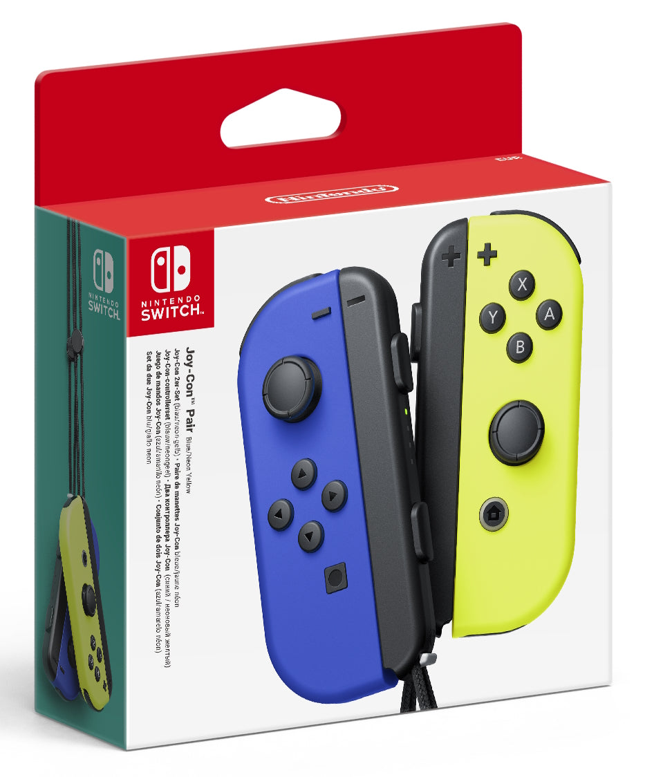 Nintendo Paire de manettes Joy-Con bleu (G) et Joy-Con jaune néon (D)