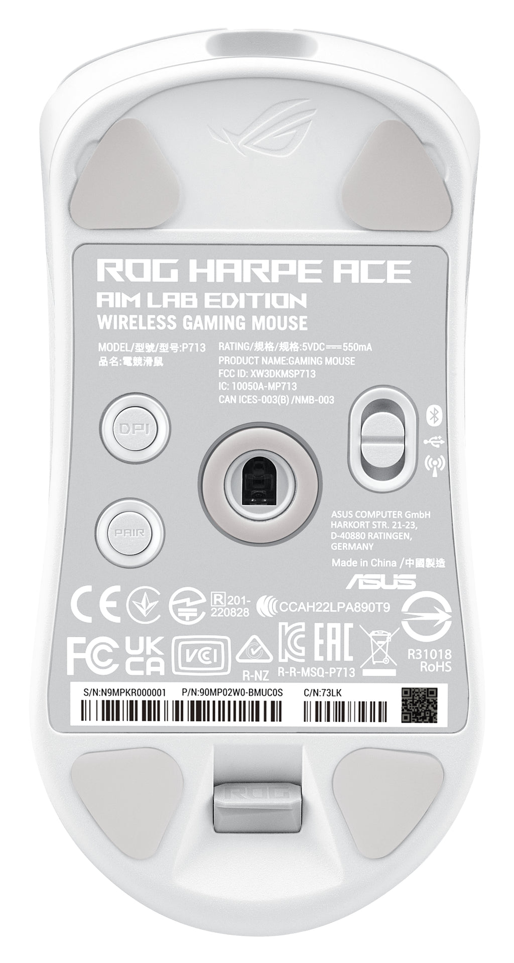 ASUS ROG Harpe Ace Aim Lab Edition souris Gaming Ambidextre RF Wireless + Bluetooth + USB Type-C Opto-mécanique 36000 DPI